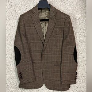 Lauren Ralph Lauren Brown Plaid Blazer with Black Elbow Patches